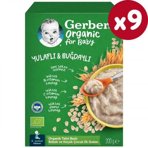 Gerber Organik Yulaflı Buğdaylı Kaşık Maması 200g x 9 Adet